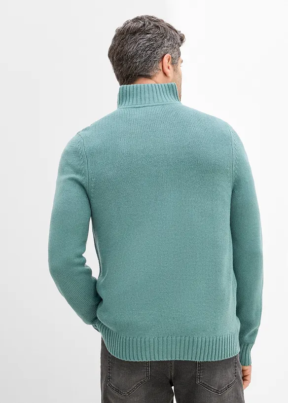 Grobstrickjacke mit Stehkragen in grün von hinten (im Anschnitt) - bonprix