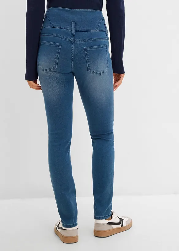 Wärmende Skinny Jeans High Waist, Shaping in blau von hinten - bonprix
