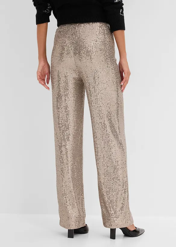 Paillettenhose mit Bequembund in grau von hinten - bonprix
