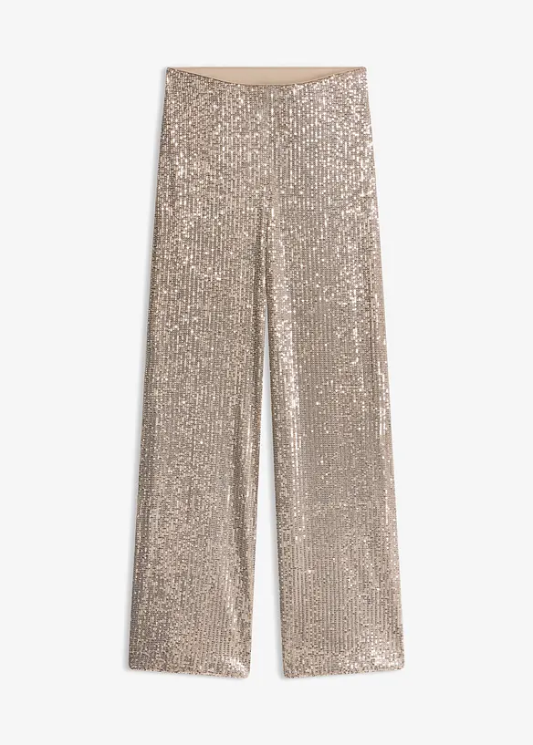 Paillettenhose mit Bequembund in grau von vorne - bonprix