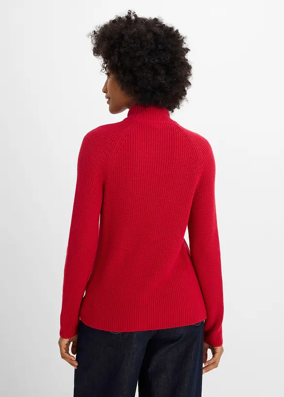 Rippstrickpullover aus reiner Bio-Baumwolle in rot von hinten (im Anschnitt) - bonprix Rippstrickpullover aus reiner Bio-Baumwolle in rot von hinten (im Anschnitt) - bonprix