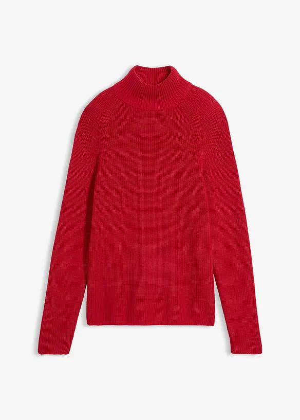 Rippstrickpullover aus reiner Bio-Baumwolle in rot von vorne - bonprix Rippstrickpullover aus reiner Bio-Baumwolle in rot von vorne - bonprix