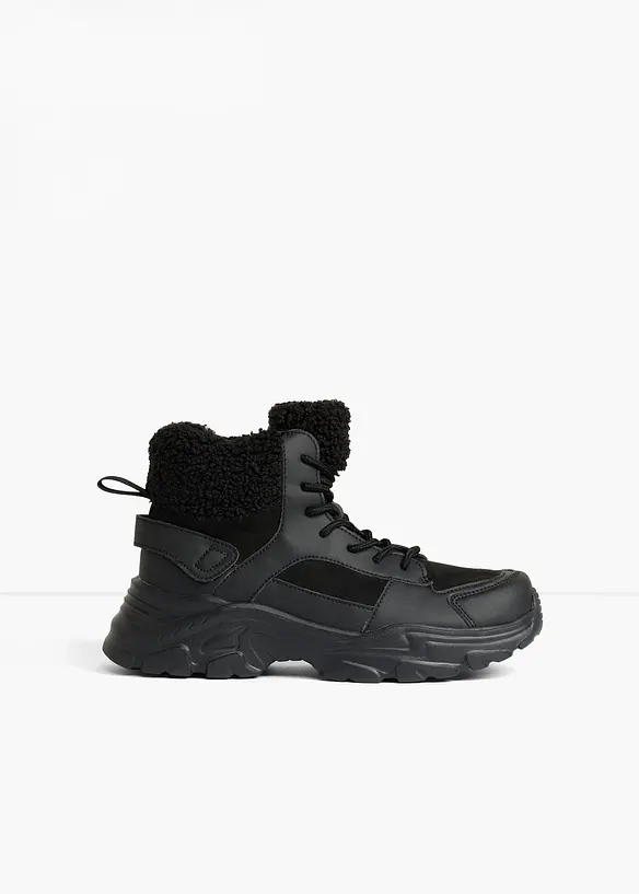 Gefütterte Schnürboots in schwarz - bonprix Gefütterte Schnürboots in schwarz - bonprix