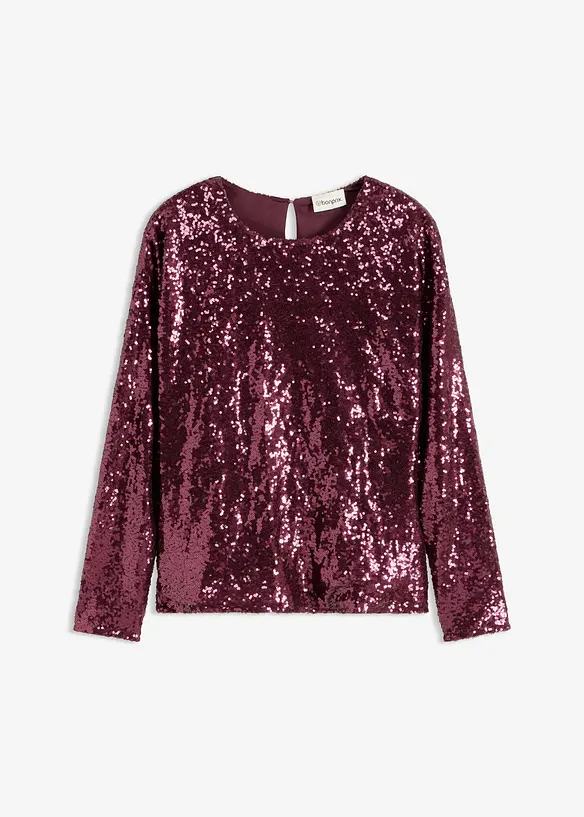 Pailletten-Langarmshirt in rot von vorne - bonprix