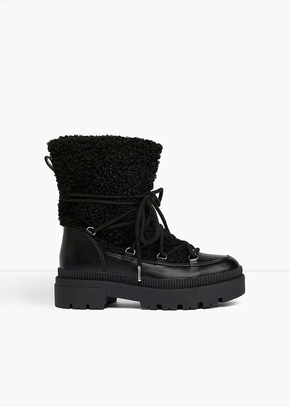 Gefütterte Schnürboots in schwarz - bonprix