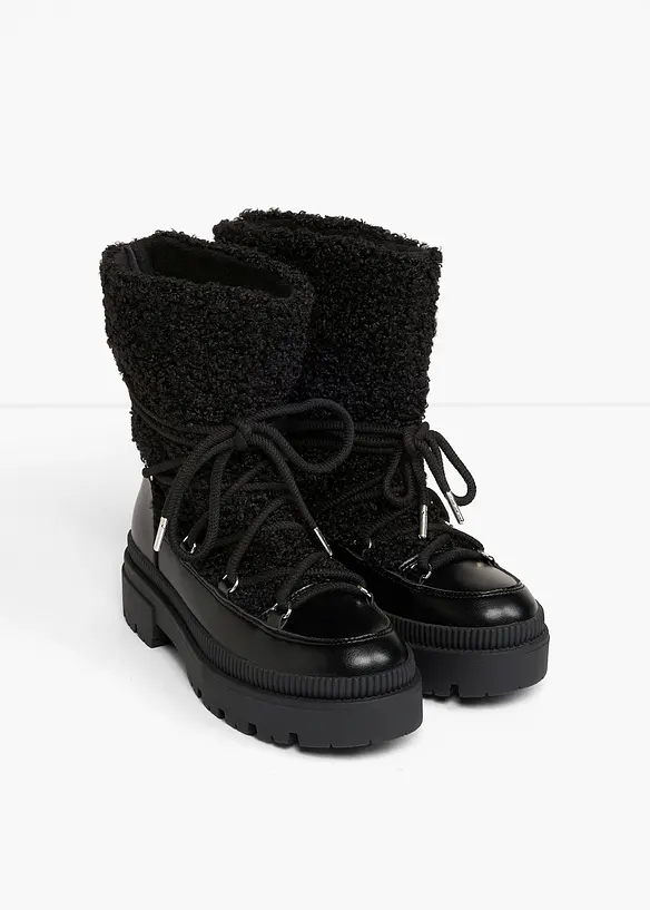 Gefütterte Schnürboots in schwarz - bonprix