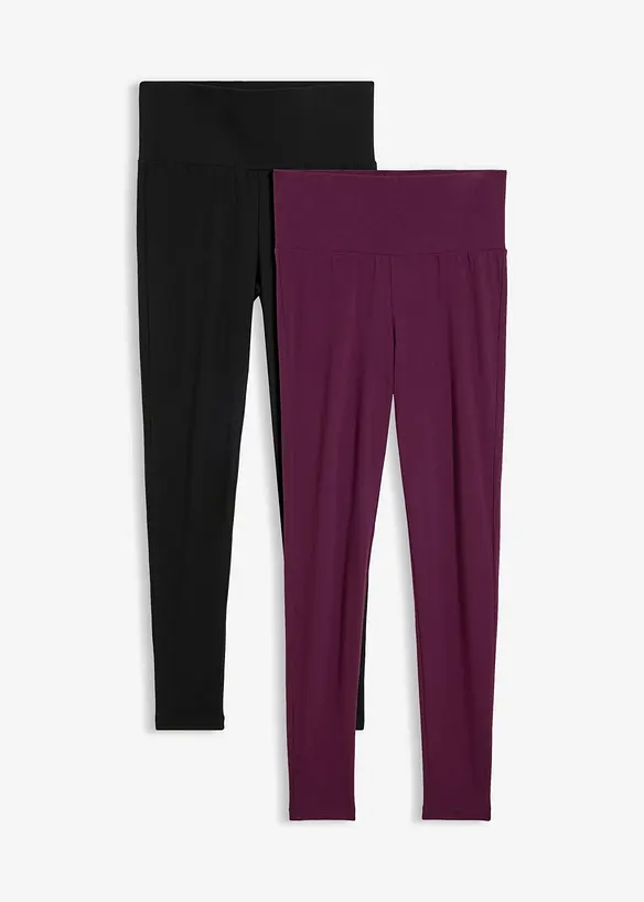 High Waist-Leggings (2er Pack) in schwarz von vorne - bonprix