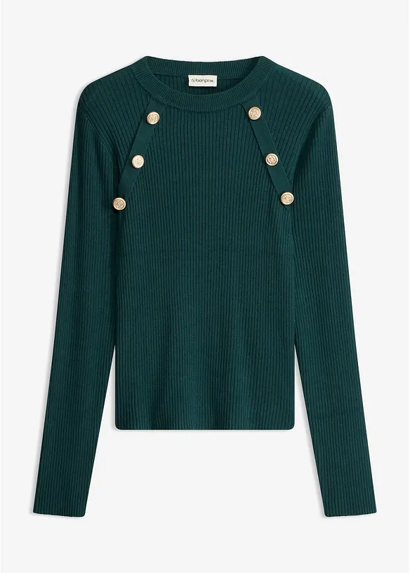 Feinstrickpullover aus Viskose-Mix in grün von vorne - bonprix
