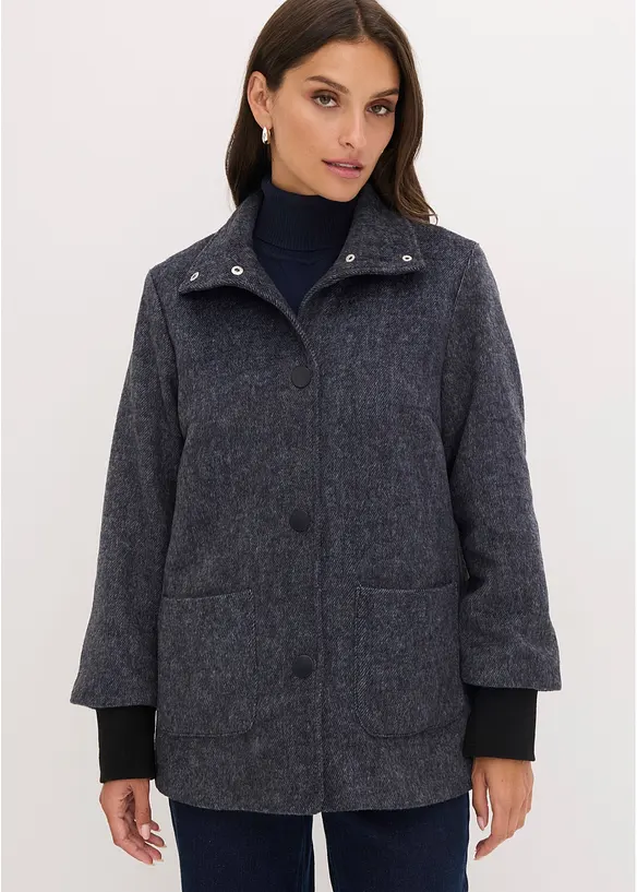Jacke mit Stehkragen in schwarz von vorne (im Anschnitt) - bonprix