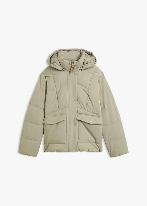 Wasserabweisende Steppjacke in grün von vorne - bonprix