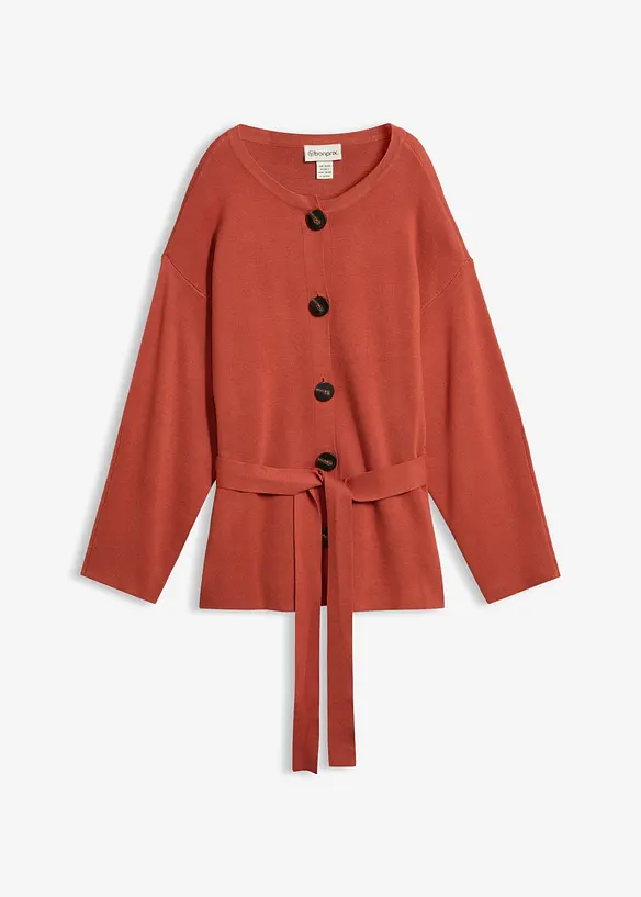 Strickjacke aus feinem Viskose-Mix in braun von vorne - bonprix