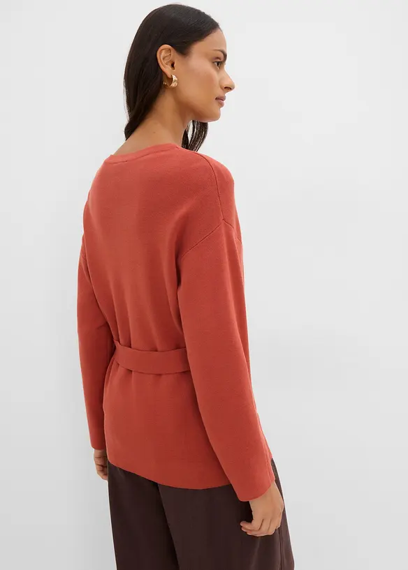 Strickjacke aus feinem Viskose-Mix in braun von hinten (im Anschnitt) - bonprix