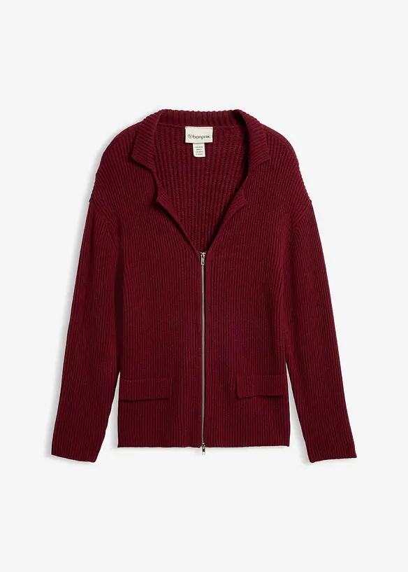 Strickjacke aus softem Viskose-Mix in rot von vorne - bonprix