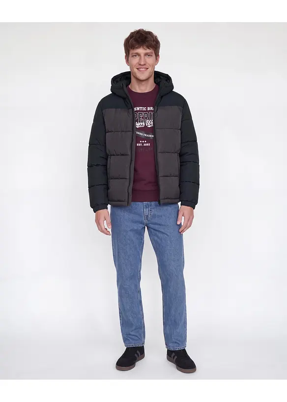 JJ REBEL Puffer-Jacke in schwarz im Look von vorne (Totalaufnahme) - JJ REBEL