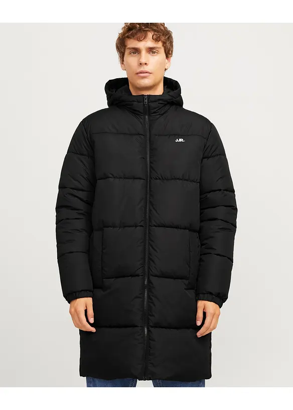 JJ REBEL Puffer-Mantel in schwarz von vorne (Totalaufnahme) - JJ REBEL