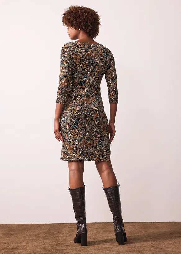 Shirtkleid mit Paisley-Druck in schwarz von hinten (Totalaufnahme) - bonprix