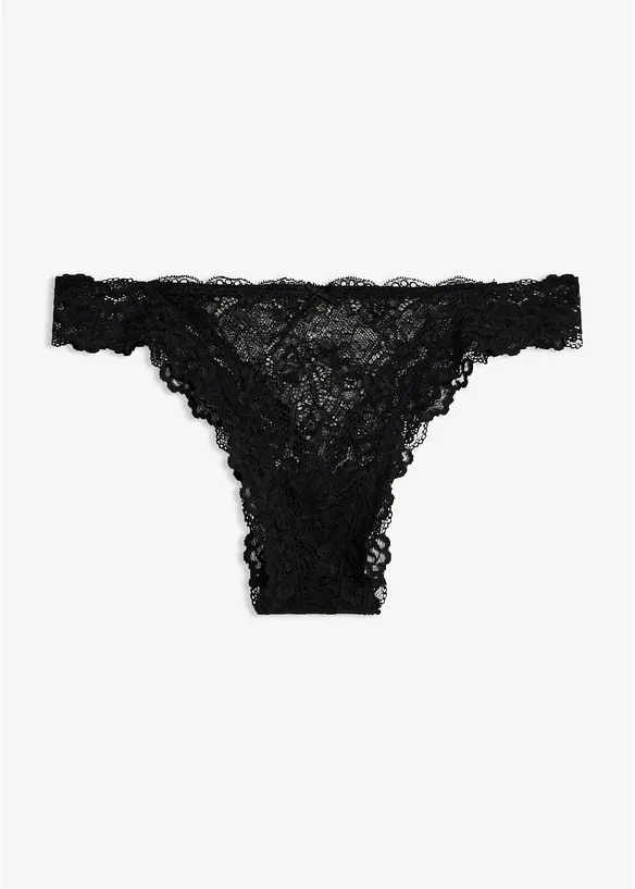 Brazilslip aus Spitze in schwarz von vorne - bonprix
