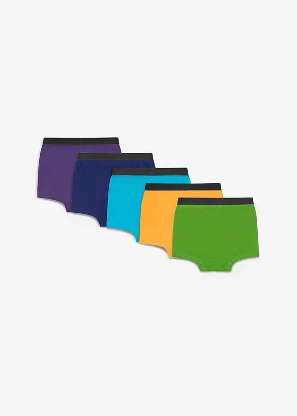 Boxershorts eng mit weicher Bio-Baumwolle (5er Pack) in lila von hinten - bonprix