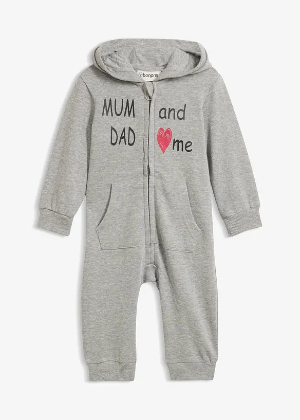 Sweat-Overall in grau von vorne - bonprix