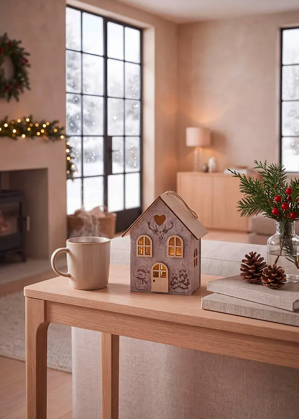 LED-Deko-Objekt Weihnachtshaus in beige (Ambiente) - bonprix