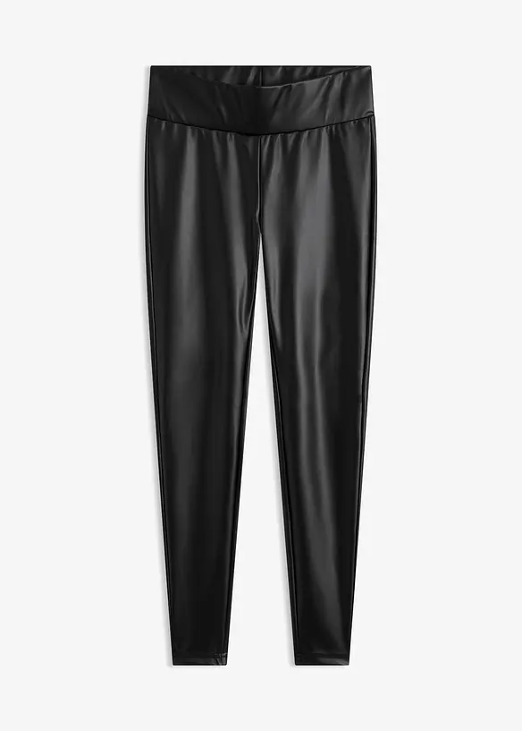 Lederimitat-Leggings mit Beschichtung in schwarz von vorne - bonprix Lederimitat-Leggings mit Beschichtung in schwarz von vorne - bonprix