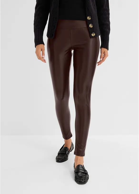 Lederimitat-Leggings mit Thermofunktion in braun von vorne - bonprix Lederimitat-Leggings mit Thermofunktion in braun von vorne - bonprix