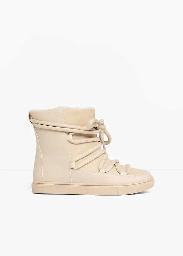 Gefütterte Schnürboots in beige - bonprix