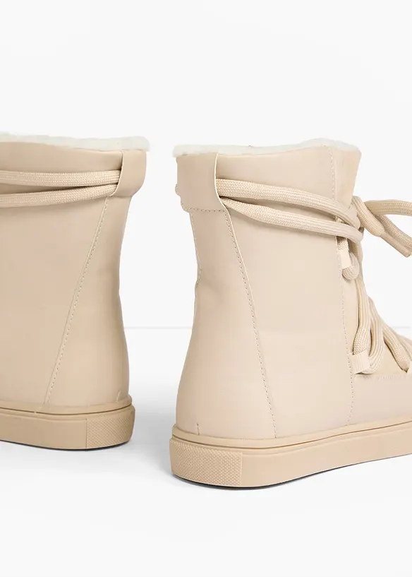 Gefütterte Schnürboots in beige - bonprix