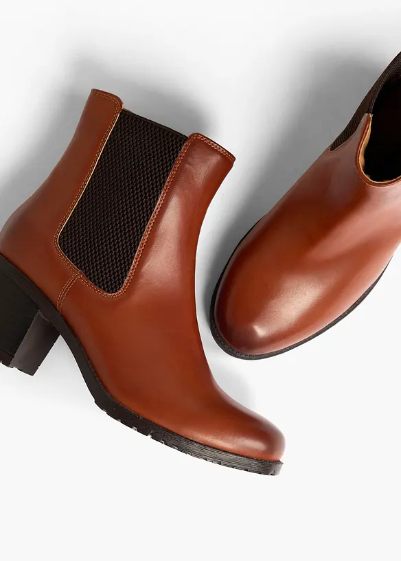 Stiefeletten mit Blockabsatz in braun - bonprix