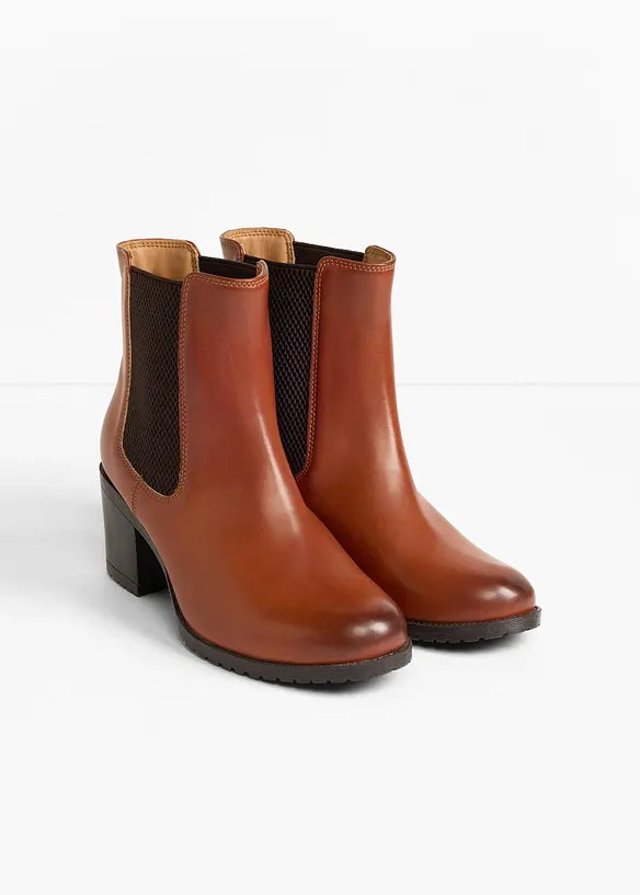 Stiefeletten mit Blockabsatz in braun - bonprix