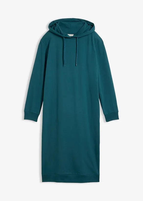 Sweatkleid mit Kapuze in petrol von vorne - bonprix