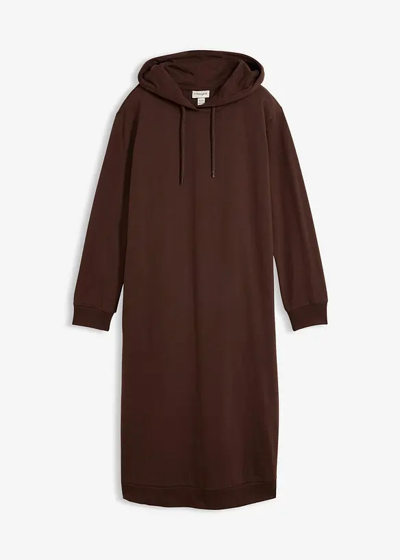 Sweatkleid mit Kapuze in braun von vorne - bonprix