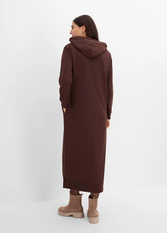 Sweatkleid mit Kapuze in braun von hinten (Totalaufnahme) - bonprix