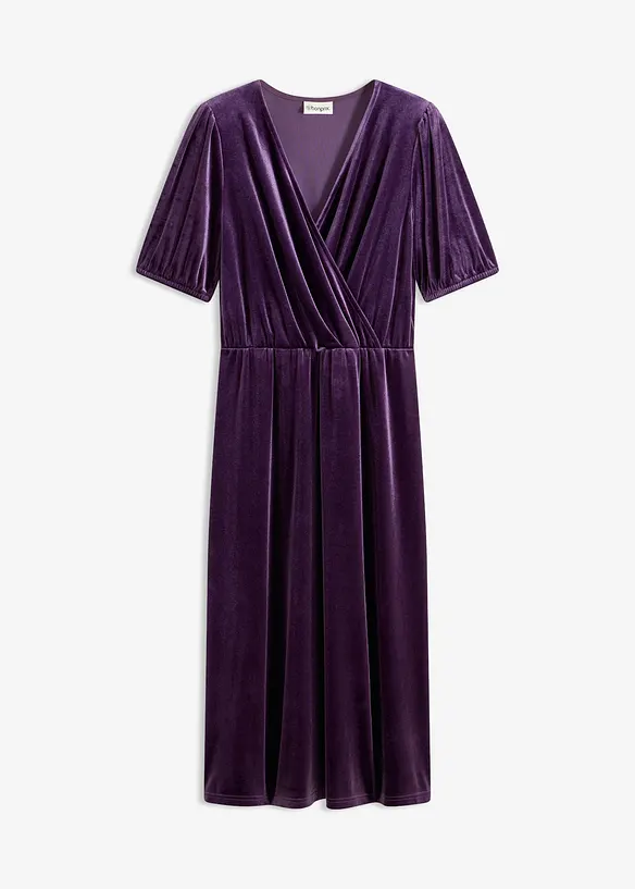 Midikleid aus softem Samt in lila von vorne - bonprix Midikleid aus softem Samt in lila von vorne - bonprix