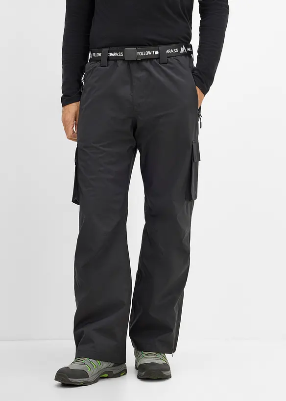 Ski Thermo-Cargohose mit Fleecefutter, wasserdicht in schwarz von vorne - bonprix