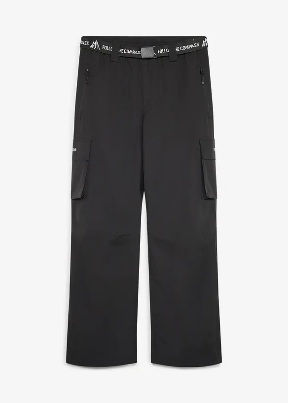 Ski Thermo-Cargohose mit Fleecefutter, wasserdicht in schwarz von vorne - bonprix