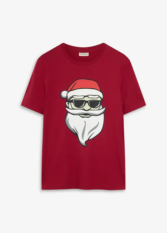 T-Shirt mit Weihnachtsmotiv in rot von vorne - bonprix