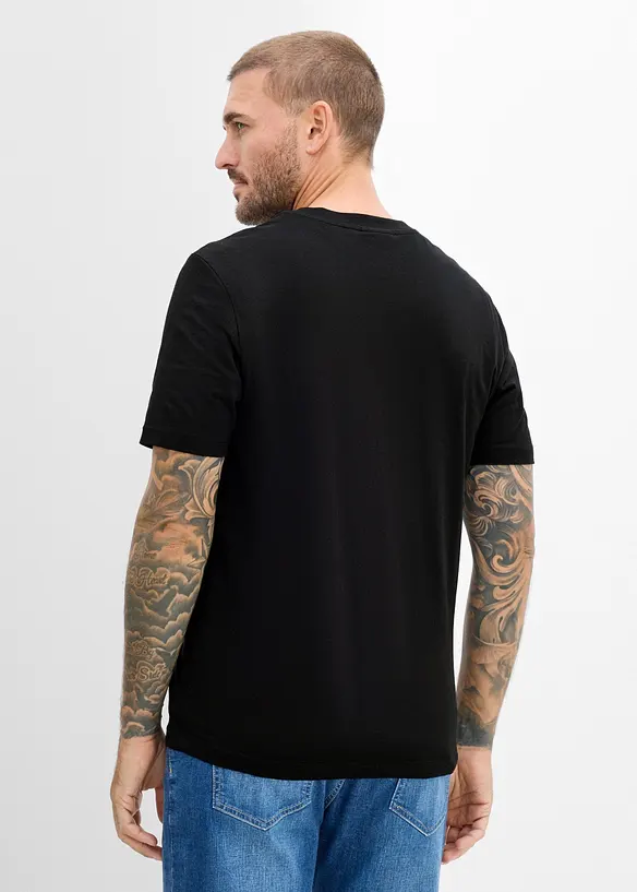 T-Shirt mit Weihnachtsmotiv aus reiner Bio-Baumwolle in schwarz von hinten (im Anschnitt) - bonprix