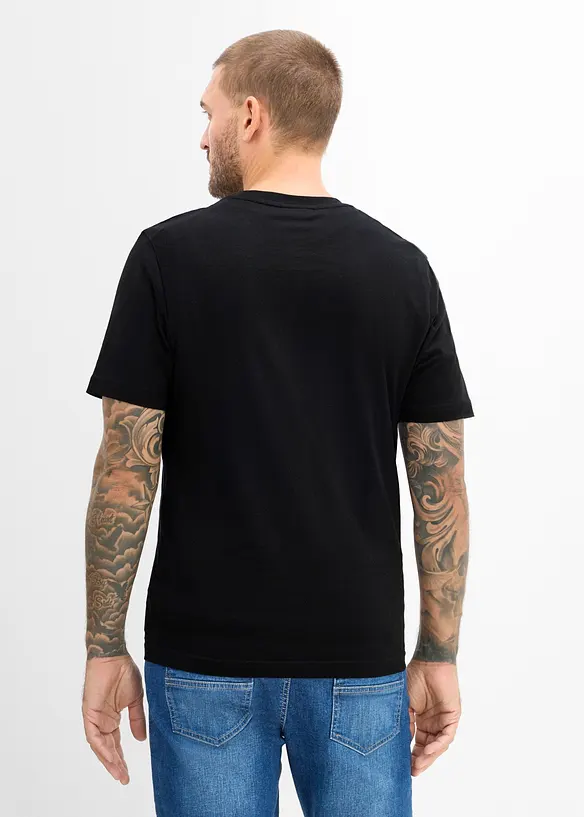 T-Shirt mit Weihnachtsmotiv in schwarz von hinten (im Anschnitt) - bonprix