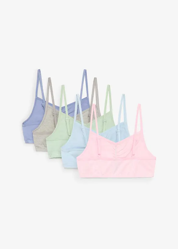 Bustier aus elastischem Bio-Baumwoll-Mix (5er Pack) in grün von hinten - bonprix