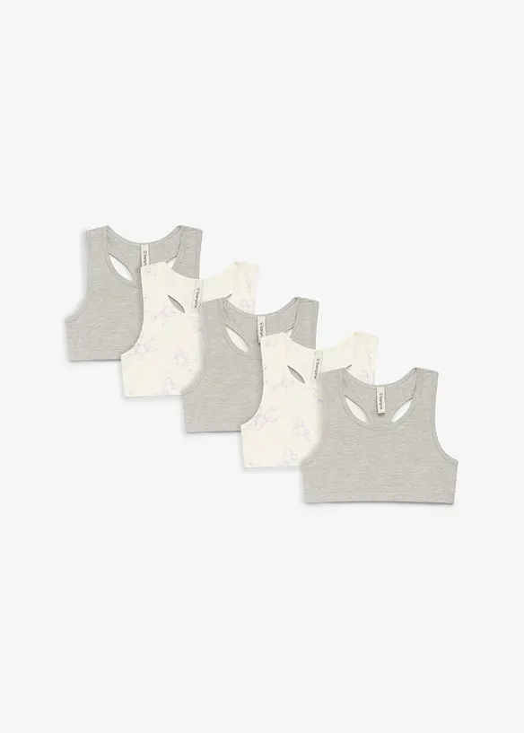 Bustier aus elastischem Bio-Baumwoll-Mix (5er Pack) in grau von vorne - bonprix