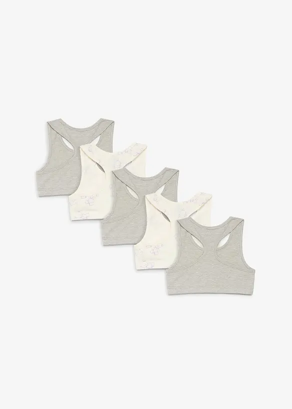 Bustier aus elastischem Bio-Baumwoll-Mix (5er Pack) in grau von hinten - bonprix