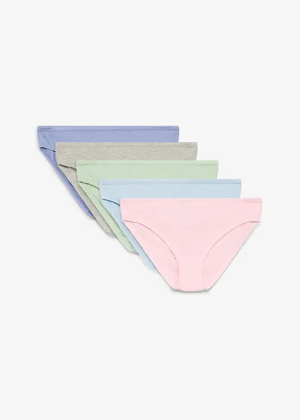 Slip aus reiner Bio-Baumwolle in Rippe (5er Pack) in grün von vorne - bonprix