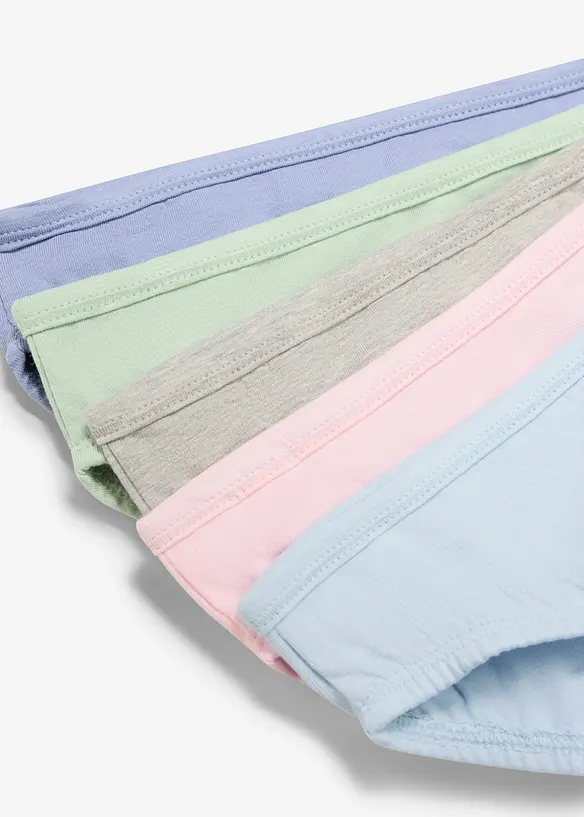 Slip aus reiner Bio-Baumwolle in Rippe (5er Pack) in grün - bonprix