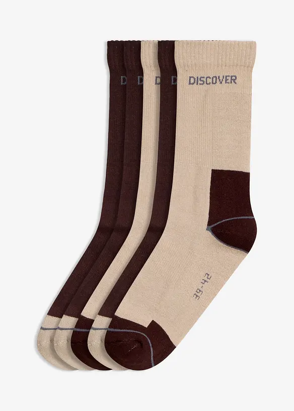 Thermo Tennissocken mit Bio-Baumwolle (5er Pack) in braun von vorne - bonprix