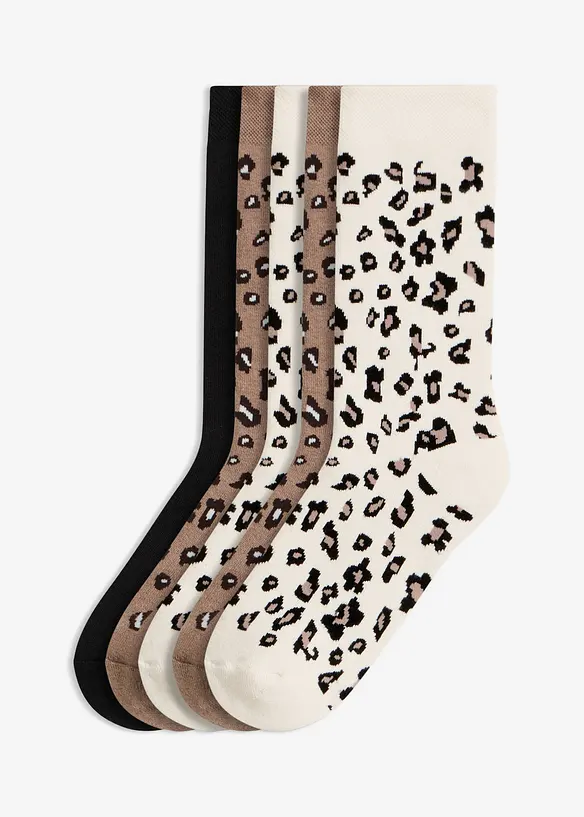 Thermo Socken mit Innenfrottee und druckfreiem Bündchen (5er Pack) in schwarz von vorne - bonprix