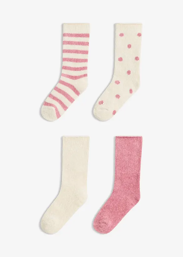 Kuschelsocken (4er Pack) in weiß von vorne - bonprix