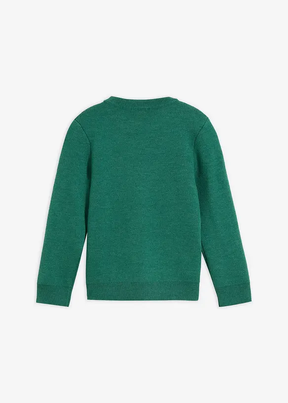 Feinstrickpullover mit Weihnachtsmotiv in petrol von hinten - bonprix