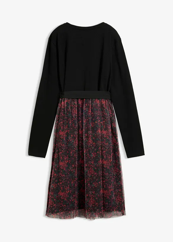 Midikleid mit langen Ärmeln in schwarz von hinten - bonprix