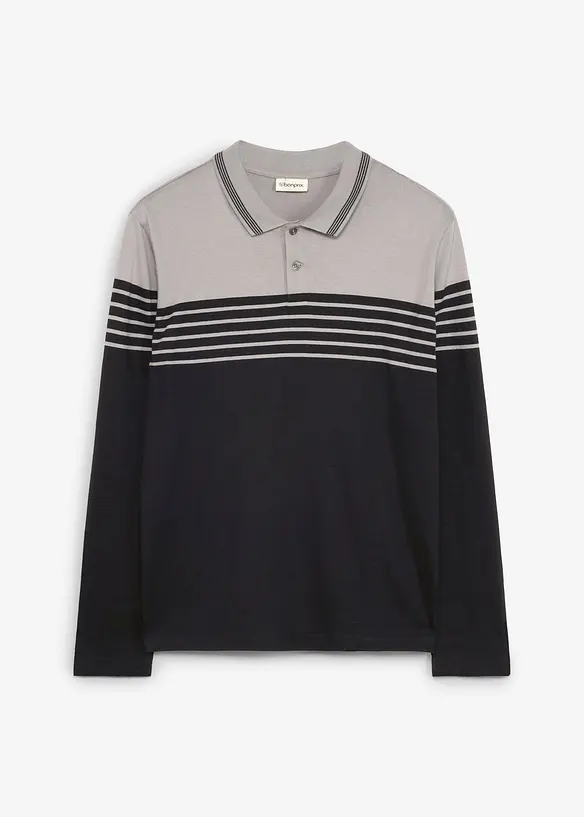 Poloshirt aus reiner Bio-Baumwolle in grau von vorne - bonprix